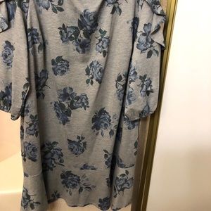WESTPORT DRESS FLOWERS GREY N BLUE LIKE NEW